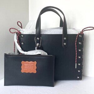 Coach Coachtopia Re-Laceable Tote Black Leather Medium Crossbody CO667